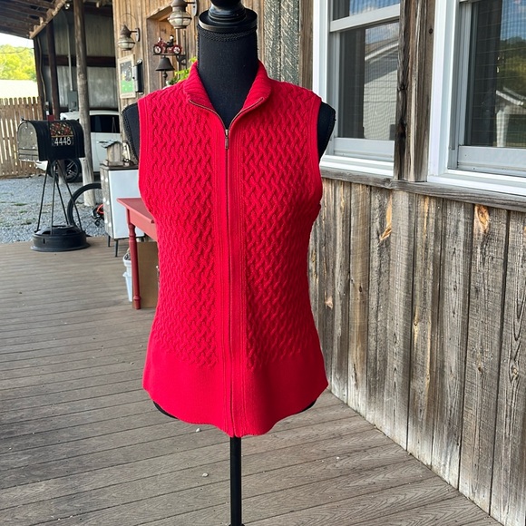 Coldwater Creek size Small red sweater vest zip front. - Picture 1 of 7